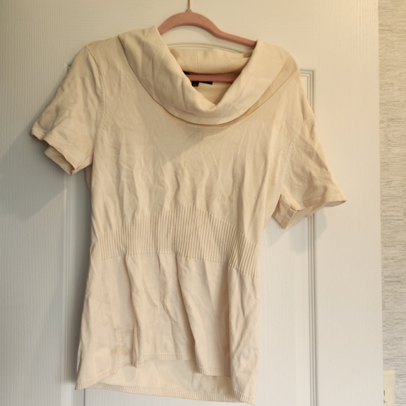 Alex Marie Cream Short Sleeve Cowl Neck Top Size L BNWT - Picture 1 of 6